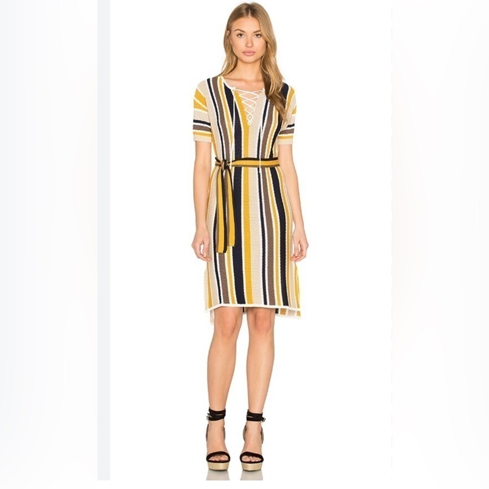 Frame Denim Le Lace Up Shirt Dress in Multi Stripe